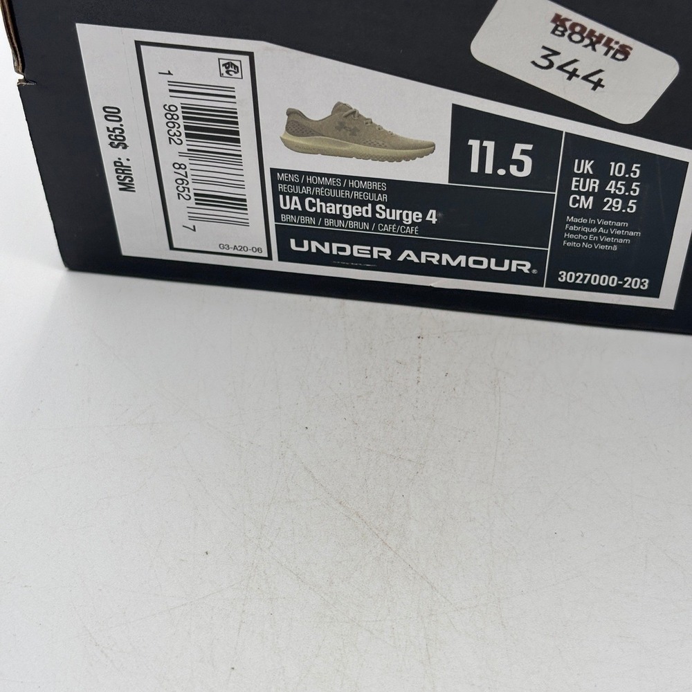 Under Armour Charged Surge 4 Shoes Men Size 11.5 Brown Running 3027000-203 - Picture 7 of 8